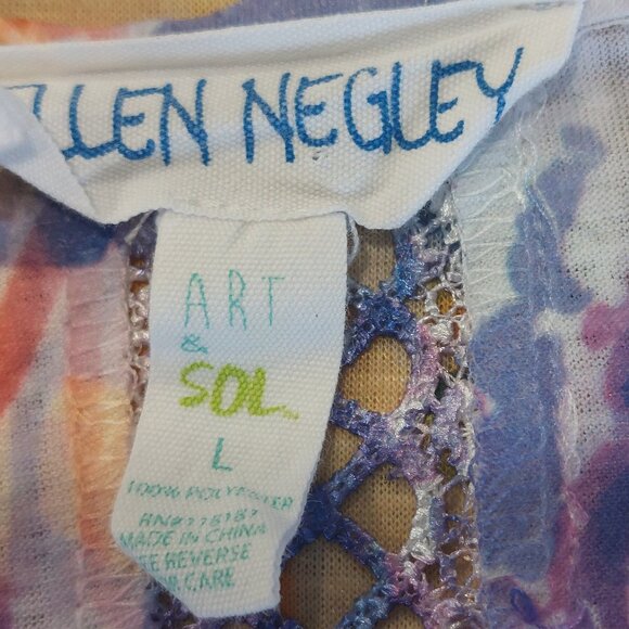 ELLEN NEGLEY "Art & Sol" Women's Multi-Colors V-Neck Cap Sleeve Top - Size Large - Picture 14 of 14